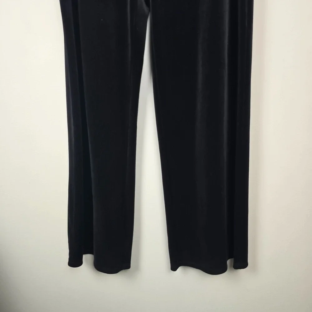 J. Jill Wearever Collection Black Velvet Smooth-Fit Wide Leg Pants Size‎ L – NWT